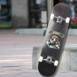 Pegatina Boy Pilot flying Vintage Airplane in Clouds Custom