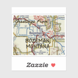 Pegatina Bozeman MT Vintage Map