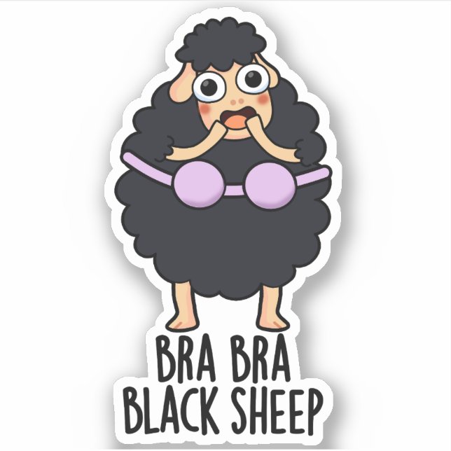 Pegatina Bra-bra Black Sheep Funny Animal Pun (Anverso)