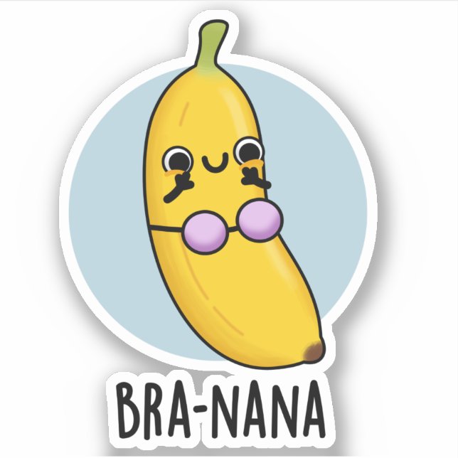 Pegatina Bra-nana Funny Banana Bra Pun (Anverso)