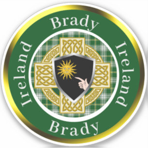 Pegatina Brady Irish Shield y Celtic Cross Personalizadas