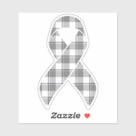 Pegatina Brain Cancer Awareness Plaid Gray Ribbon