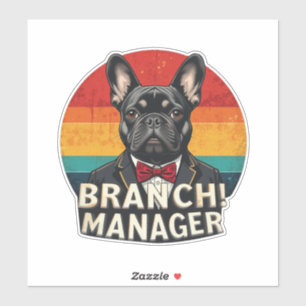 Pegatina Branch Manager Cute Retro Frenchie Con Branche