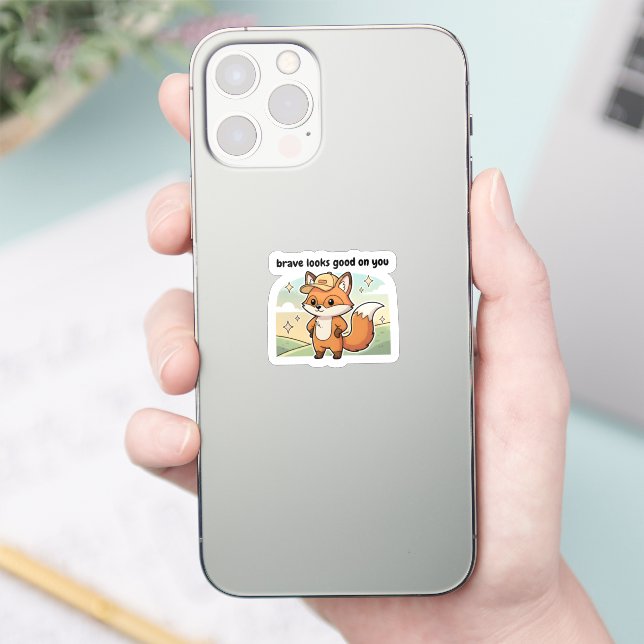 Pegatina Brave Looks Good On You Cute Fox Sticker  (Teléfono)