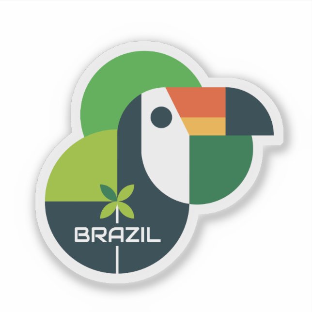 Pegatina Brazilian Bird Geometric Toucan Personalized Art (Anverso)