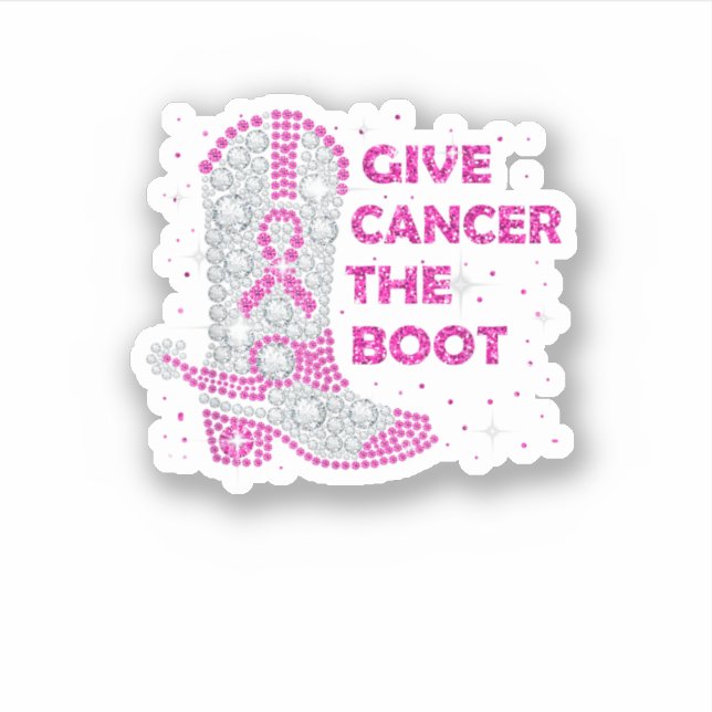 Pegatina Breast Cancer Awareness Give Cancer The Boot Pink  (Anverso)