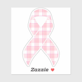Pegatina Breast Cancer Awareness Plaid Ribbon Pink