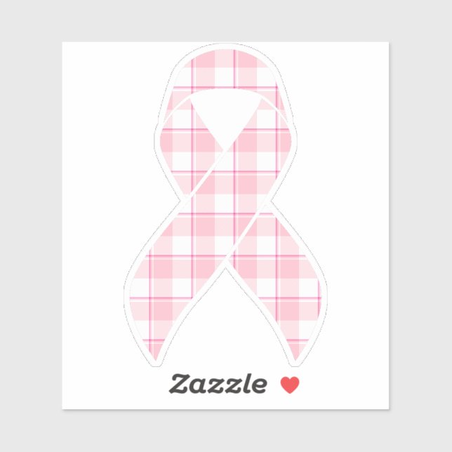 Pegatina Breast Cancer Awareness Plaid Ribbon Pink (Hoja)