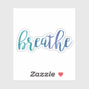 Pegatina Breathe Quote Blue Watercolor Yoga Inspirador