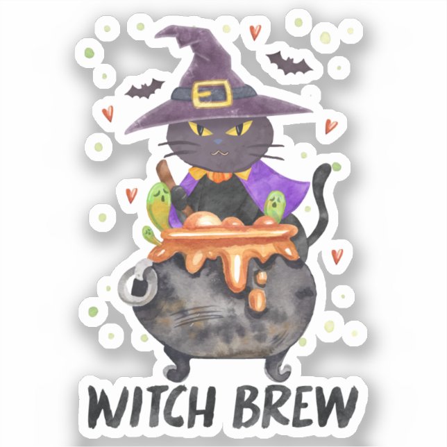 Pegatina Brecha de bruja - Bruja de gata (Anverso)
