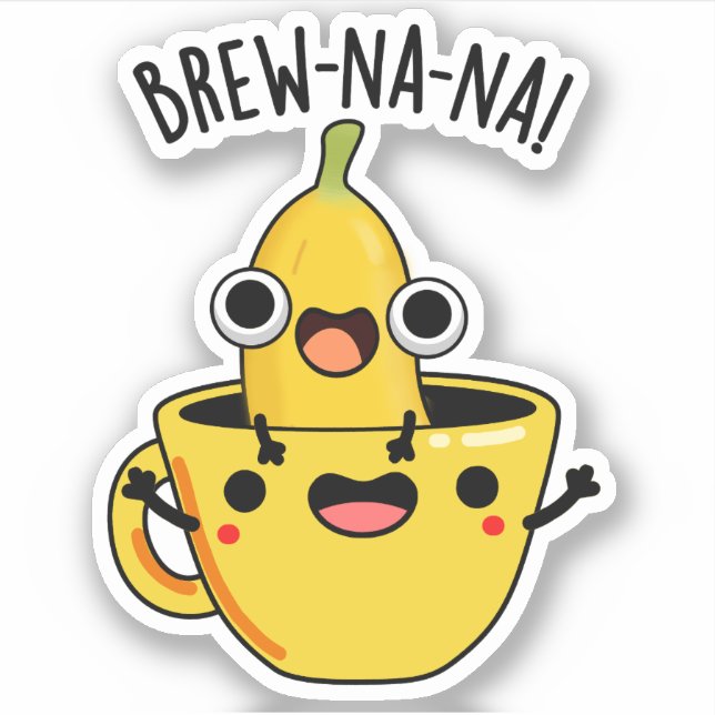 Pegatina Brew-nana Funny Banana Pun (Anverso)