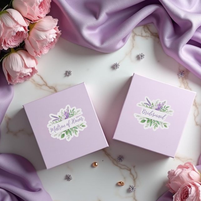 Pegatina Bridal Team Purple Romantic Floral Split Border (Bridal Team Purple Romantic Floral Split Border Kiss-Cut Stickers.)