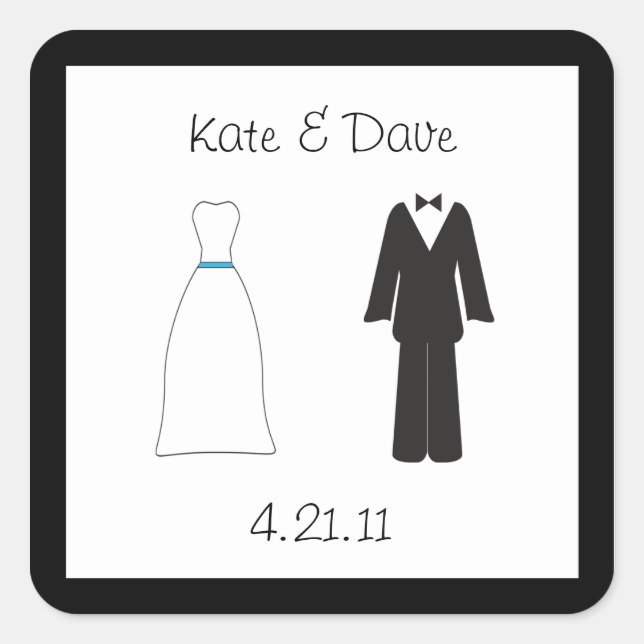 Pegatina Bride y Groom (Anverso)