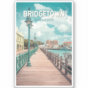 Pegatina Bridgetown Barbados Ilustracion Viaje arte Retro