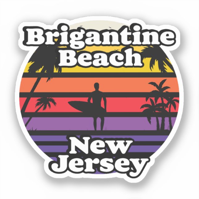 Pegatina Brigantine Beach, Nueva Jersey (Anverso)