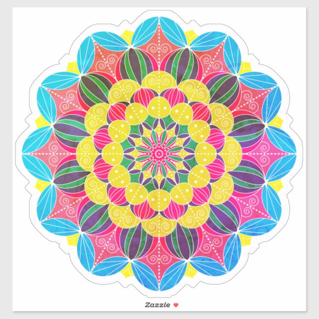 Pegatina Bright Neon Psychedelic Mandala (Hoja)