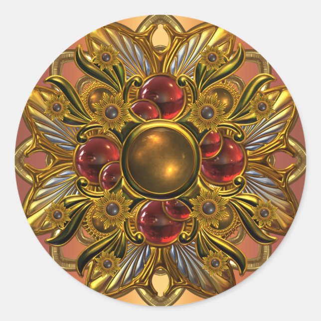 Pegatina Bright Red Gold Jewel (Anverso)