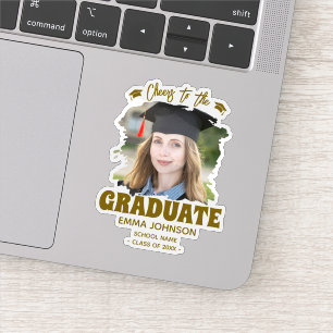 Pegatina Brindis al graduado con foto personalizada de la f
