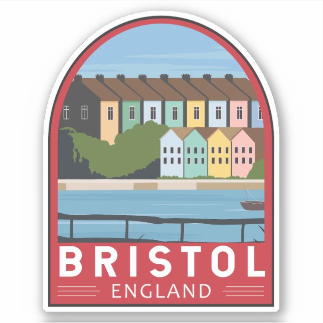 Pegatina Bristol Inglaterra Retro Viaje Arte Vintage (Anverso)