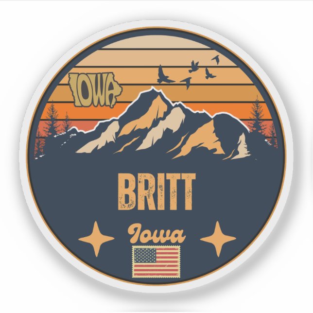 Pegatina Britt, Iowa, Estados Unidos (Anverso)