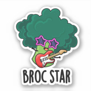 Pegatina Broc Star Funny Brocolli Rock Star Pun