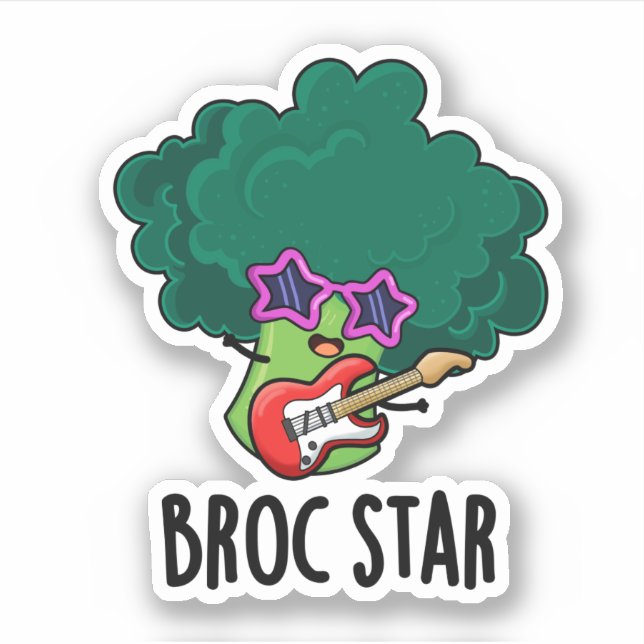 Pegatina Broc Star Funny Brocolli Rock Star Pun (Anverso)