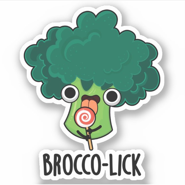 Pegatina Brocco lick Funny Veggie Broccoli Pun (Anverso)