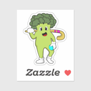 Pegatina Broccoli en hockey con bate de hockey