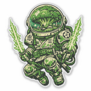 Pegatina Broccoli Space Bushido — Guardián Cósmico Vintage