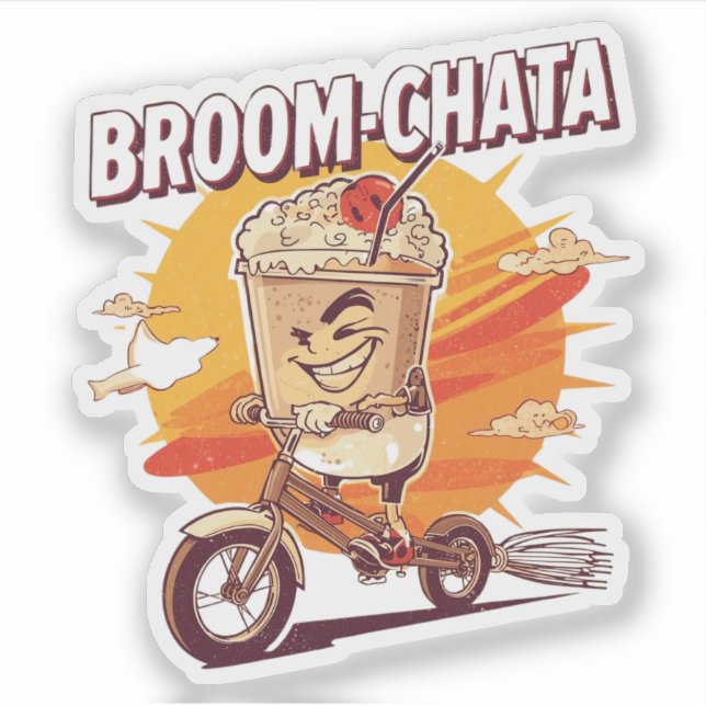 Pegatina Broom-chata Funny Halloween Cocktail Pun (Anverso)