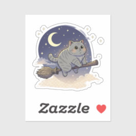 Pegatina Broomstick Brit - British Shorthair Cat Halloween