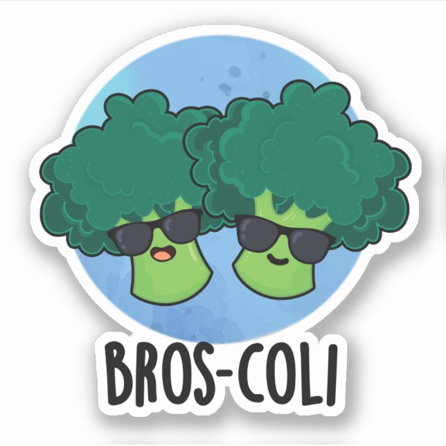 Pegatina Bros-coli Funny Veggie Broccoli Pun (Anverso)
