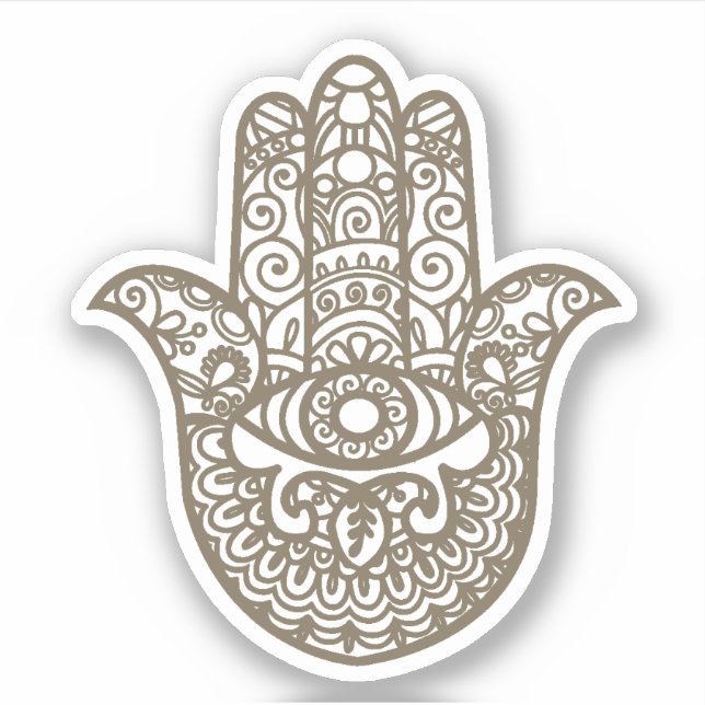 Pegatina Brown Khamsa Hand Buena suerte (Anverso)