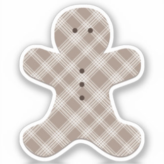 Pegatina brown plaid gingerbread man 