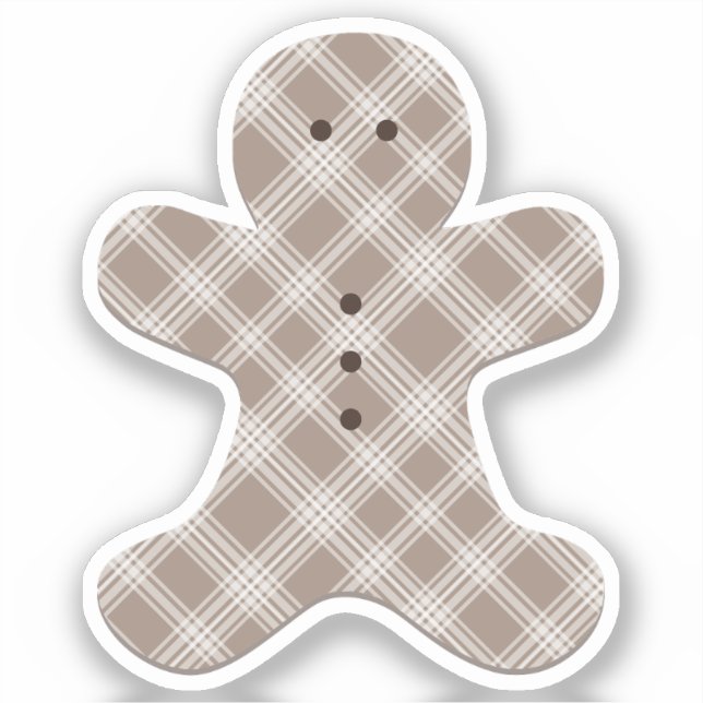 Pegatina brown plaid gingerbread man  (Anverso)