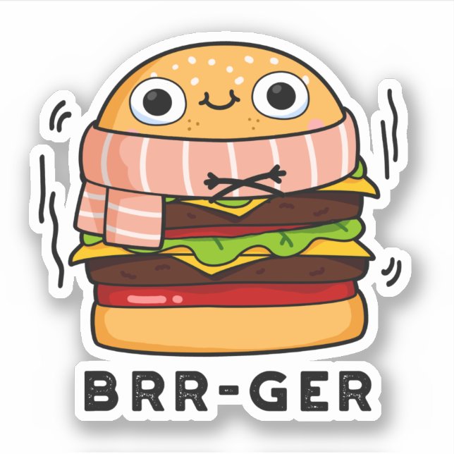 Pegatina Brr-ger Funny Freezing Burger Pun (Anverso)