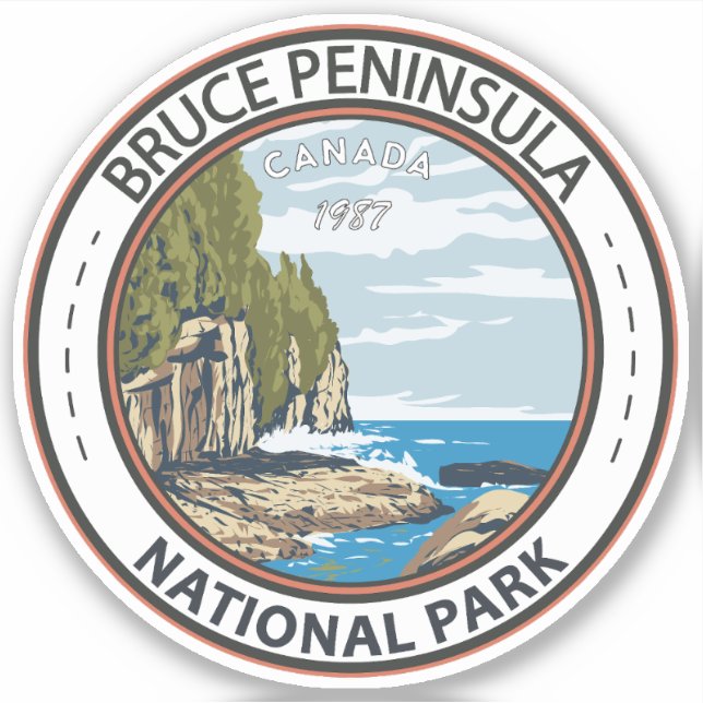 Pegatina Bruce Peninsula National Park Canada Travel Art (Anverso)