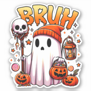 Pegatina Bruh Ghost Halloween Trick O Trato De Fantasma Cut