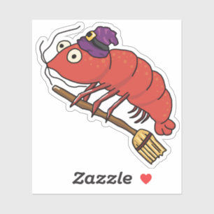 Pegatina Bruja camaronera montando un bastón de labios para