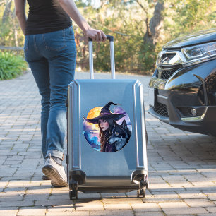 Pegatina Bruja con lobo - Halloween Fan 1