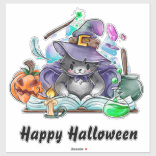 Pegatina Bruja de gato mágico