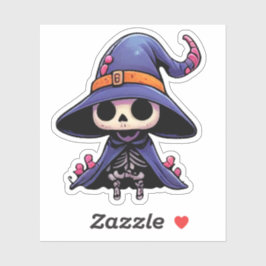 Pegatina Bruja Esqueleto Adorable - Halloween Kawaii