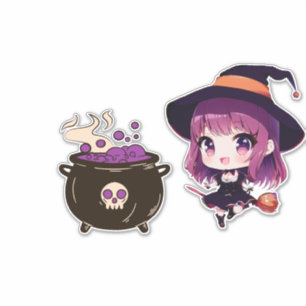 Pegatina Bruja/Halloween/otoño/octubre