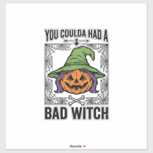 Pegatina Bruja Mala Halloween Divertido Calabaza Bruja_1