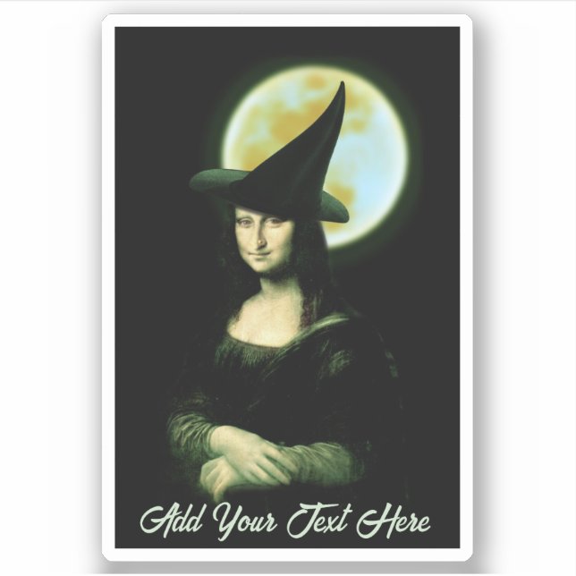 Pegatina Bruja Mona Lisa Halloween (Anverso)