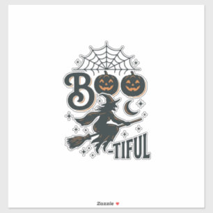Pegatina Bruja Preciosa Diseño de Grabado Vintage de Hallow
