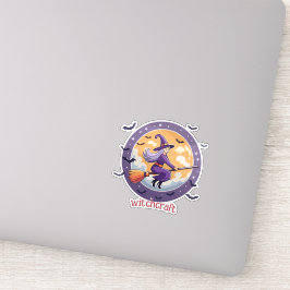 Pegatina Bruja redonda de Halloween