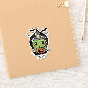 Pegatina Bruja verde de Halloween