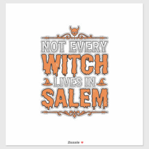 Pegatina Bruja Vintage Salem Halloween Diseño de Tipografía