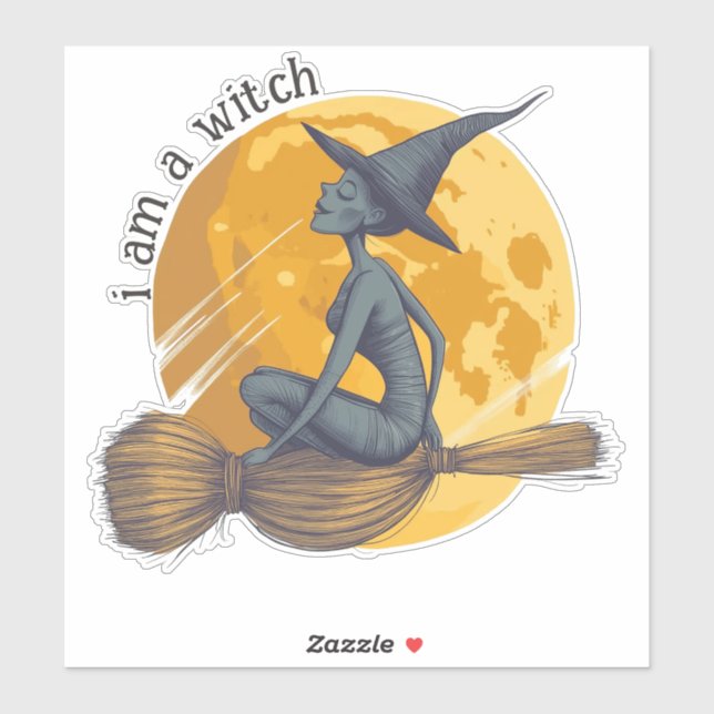 Pegatina Bruja voladora (Hoja)